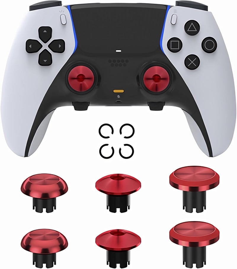 Ceozon Replacement Metal Thumbsticks for Ps5 Edge Controller 6 in 1 Swap Analog Joystick Thumb Grips Accessories Red - Image 4